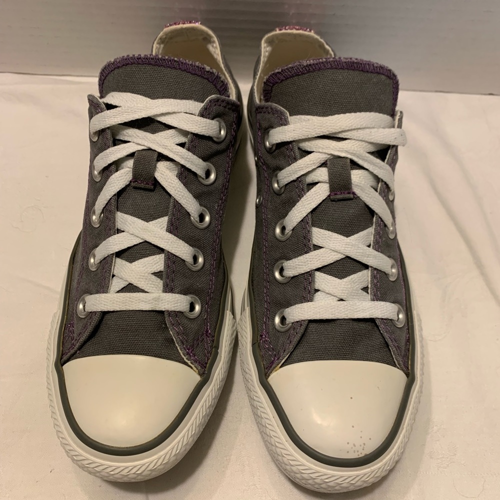 CONVERSE ALL⭐️STAR GRAY & METALLIC PURPLE SNEAKERS VGUC